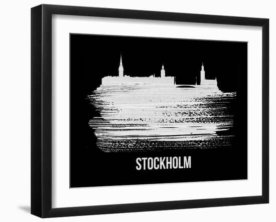 Stockholm Skyline Brush Stroke - White-NaxArt-Framed Art Print