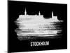 Stockholm Skyline Brush Stroke - White-NaxArt-Mounted Art Print