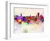 Stockholm Skyline in Watercolor Background-paulrommer-Framed Art Print