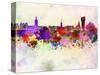 Stockholm Skyline in Watercolor Background-paulrommer-Stretched Canvas