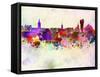 Stockholm Skyline in Watercolor Background-paulrommer-Framed Stretched Canvas