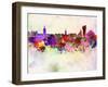 Stockholm Skyline in Watercolor Background-paulrommer-Framed Art Print