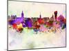 Stockholm Skyline in Watercolor Background-paulrommer-Mounted Art Print