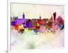 Stockholm Skyline in Watercolor Background-paulrommer-Framed Art Print