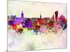 Stockholm Skyline in Watercolor Background-paulrommer-Mounted Art Print