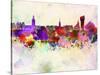 Stockholm Skyline in Watercolor Background-paulrommer-Stretched Canvas
