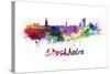 Stockholm Skyline in Watercolor-paulrommer-Stretched Canvas