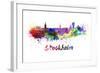 Stockholm Skyline in Watercolor-paulrommer-Framed Art Print