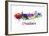 Stockholm Skyline in Watercolor-paulrommer-Framed Art Print