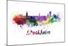 Stockholm Skyline in Watercolor-paulrommer-Mounted Art Print