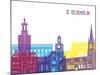 Stockholm Skyline Pop-paulrommer-Mounted Art Print