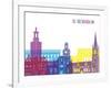 Stockholm Skyline Pop-paulrommer-Framed Art Print