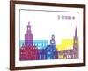 Stockholm Skyline Pop-paulrommer-Framed Art Print