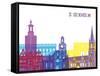 Stockholm Skyline Pop-paulrommer-Framed Stretched Canvas