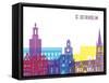 Stockholm Skyline Pop-paulrommer-Framed Stretched Canvas