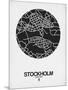 Stockholm Street Map Black on White-NaxArt-Mounted Art Print