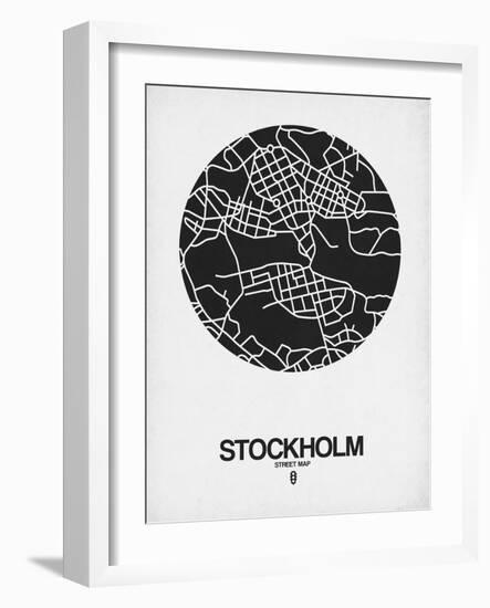 Stockholm Street Map Black on White-NaxArt-Framed Art Print