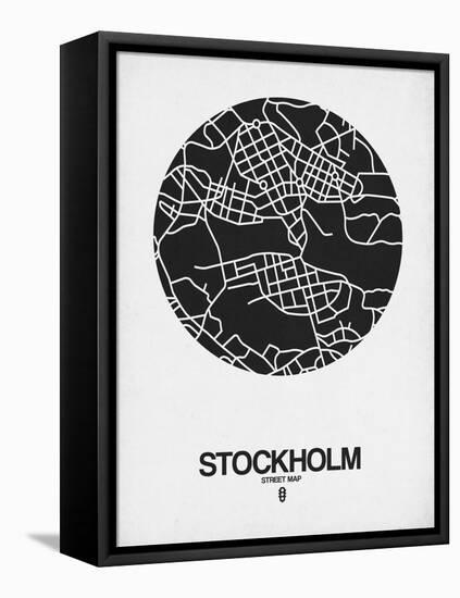 Stockholm Street Map Black on White-NaxArt-Framed Stretched Canvas