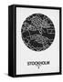 Stockholm Street Map Black on White-NaxArt-Framed Stretched Canvas