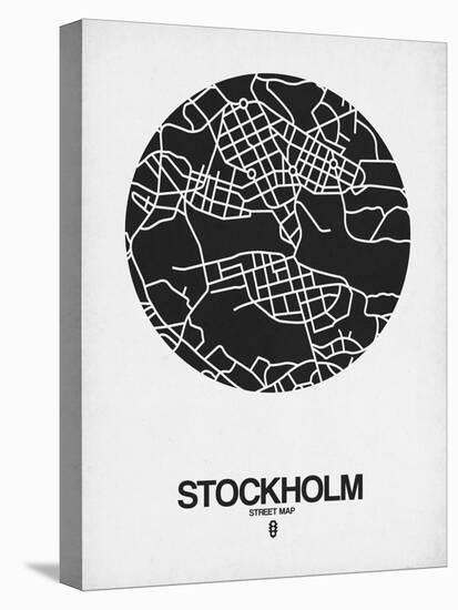 Stockholm Street Map Black on White-NaxArt-Stretched Canvas