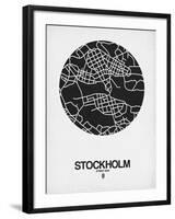 Stockholm Street Map Black on White-NaxArt-Framed Art Print