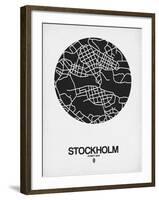 Stockholm Street Map Black on White-NaxArt-Framed Art Print