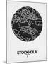 Stockholm Street Map Black on White-NaxArt-Mounted Art Print