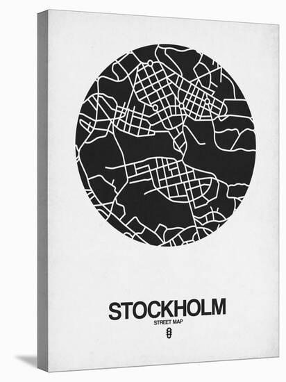 Stockholm Street Map Black on White-NaxArt-Stretched Canvas