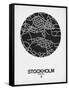 Stockholm Street Map Black on White-NaxArt-Framed Stretched Canvas