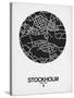 Stockholm Street Map Black on White-NaxArt-Stretched Canvas