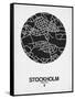 Stockholm Street Map Black on White-NaxArt-Framed Stretched Canvas