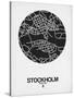 Stockholm Street Map Black on White-NaxArt-Stretched Canvas