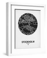 Stockholm Street Map Black on White-NaxArt-Framed Art Print