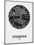 Stockholm Street Map Black on White-NaxArt-Mounted Art Print