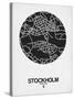 Stockholm Street Map Black on White-null-Stretched Canvas