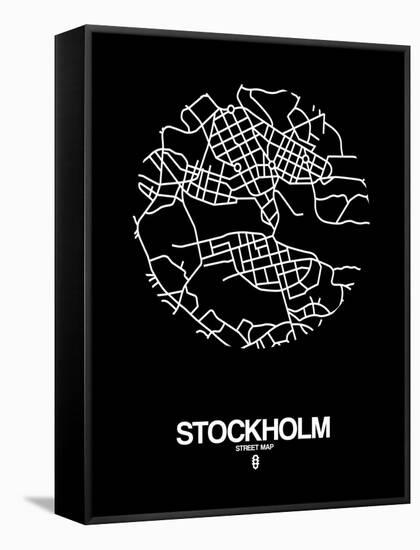 Stockholm Street Map Black-null-Framed Stretched Canvas