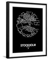 Stockholm Street Map Black-null-Framed Art Print