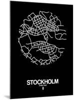 Stockholm Street Map Black-null-Mounted Art Print