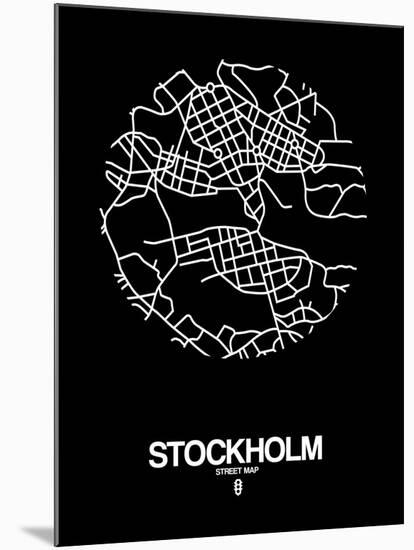 Stockholm Street Map Black-null-Mounted Art Print