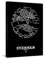 Stockholm Street Map Black-NaxArt-Stretched Canvas