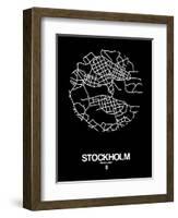 Stockholm Street Map Black-NaxArt-Framed Art Print