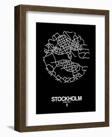 Stockholm Street Map Black-NaxArt-Framed Art Print