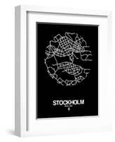 Stockholm Street Map Black-NaxArt-Framed Art Print