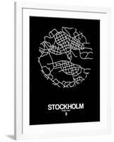 Stockholm Street Map Black-NaxArt-Framed Art Print