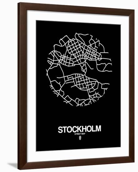 Stockholm Street Map Black-NaxArt-Framed Art Print