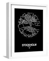 Stockholm Street Map Black-NaxArt-Framed Art Print