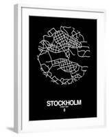 Stockholm Street Map Black-NaxArt-Framed Art Print