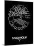 Stockholm Street Map Black-NaxArt-Mounted Art Print