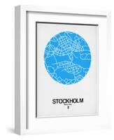 Stockholm Street Map Blue-NaxArt-Framed Art Print