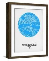 Stockholm Street Map Blue-NaxArt-Framed Art Print